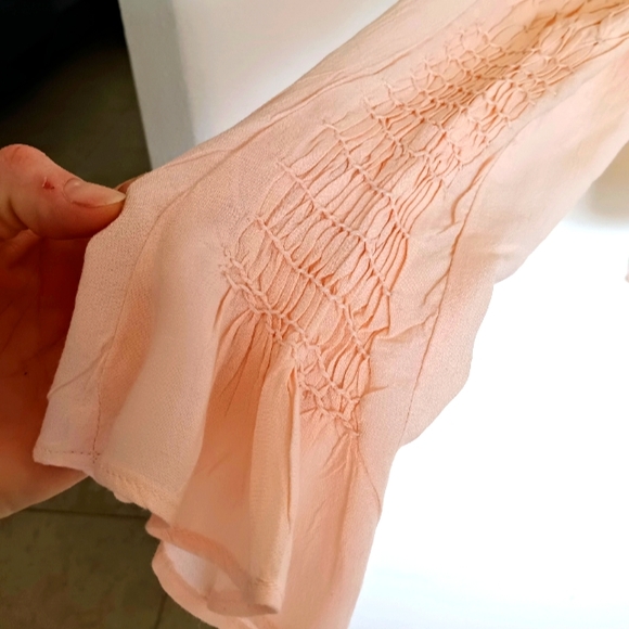 🫶🏻 Free People Smocked in Time High Neck Ruffled Button Back Blouse NWOT - Picture 5 of 9